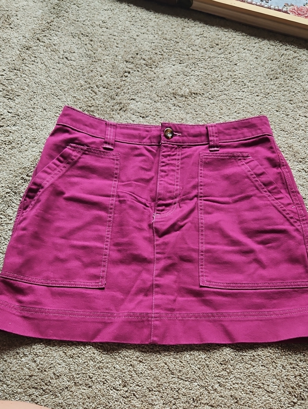 Old Navy Fuchsia Cotton Mini Skirt with Front Pockets
